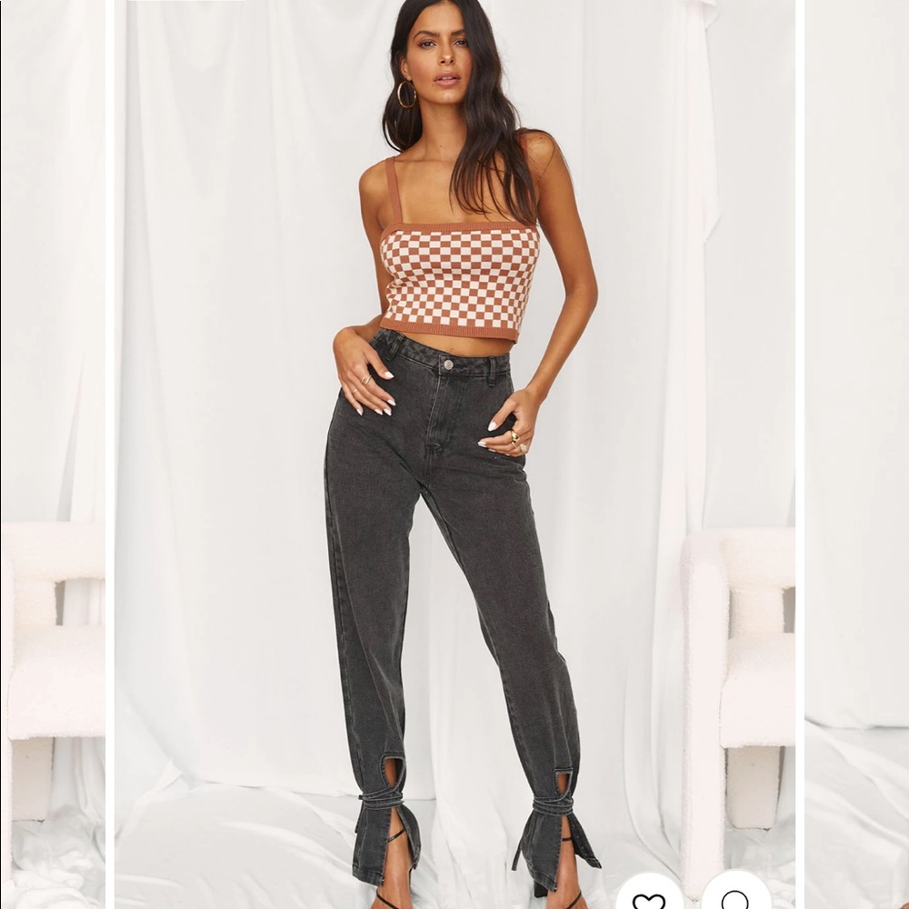 NWT High waisted jeans with tie bottoms